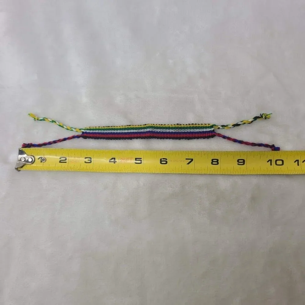 Hand Woven Braided Friendship Bracelet Black Red Blue White Green Yellow - Picture 12 of 12
